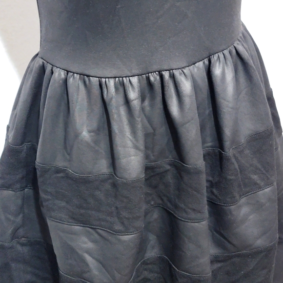 RED Saks Fifth Avenue Faux Leather Black Midi Sleeveless Dress Size Medium #522 - Picture 3 of 10
